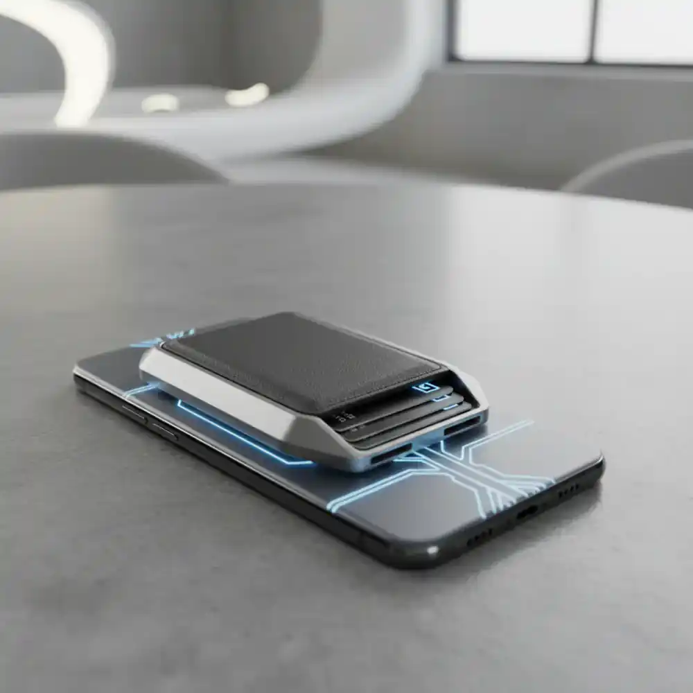 Magnetic wallet attached to smartphone back